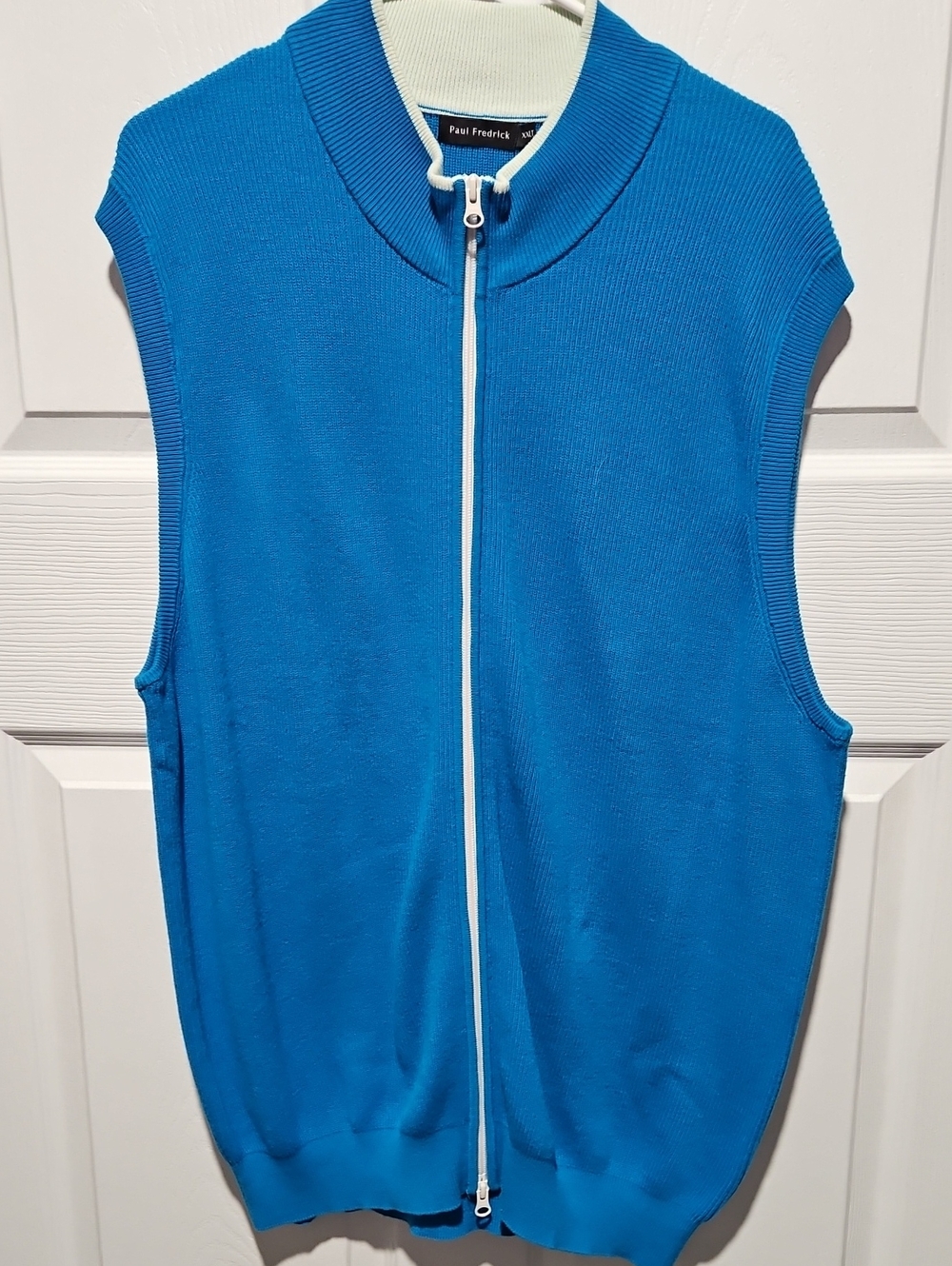Paul Fredrick Bright Blue Sleeveless Zip-Up Sweater Vest